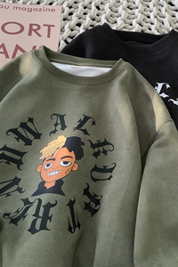 供抖音高品质 麂皮绒卫衣男港风圆领外套 416B-WY660-P48限68图片