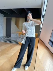 2025新款春夏季烫钻动物印花短袖显瘦正肩t恤，女装T恤，湘姗