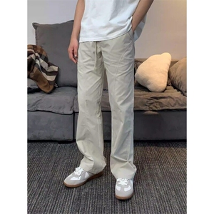 美式基础斜切休闲裤男四季薄款珠帆工装直筒宽松显高显瘦百搭长裤图片
