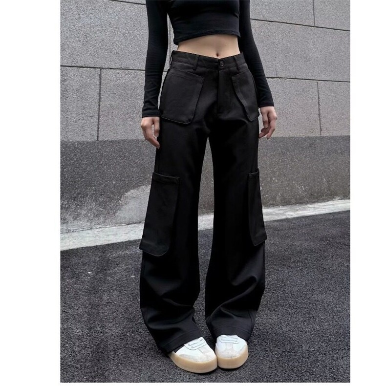 黑色工装裤女春秋冬2025新款高腰显瘦休闲哈伦束脚小个子美式复古,女装休闲裤,星座506A