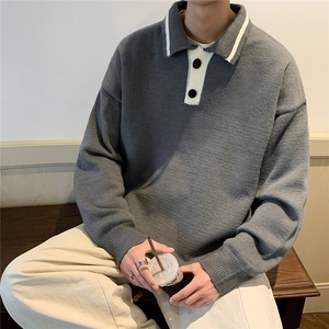 1港风酒店POLO衫领潮流毛衣大码M-5XL针织衫男外套男8720P60控88图片