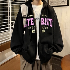 直播品质360克重磅美式印花加厚宽松连帽卫衣开衫外套KS101-特P45，男装卫衣，电商A486