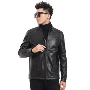 2023秋冬新款皮衣男立领牛皮夹克韩版商务男装P600，男装皮衣，电商B360