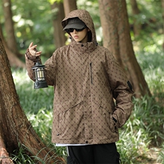 春秋新款户外冲锋衣防风潮牌外套休闲运动夹克满印登山服CF66-p65，男装夹克，星座1008