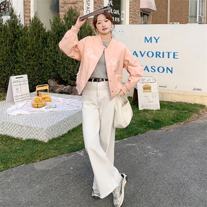 粉色减龄棒球服外套女春秋2025新款学院风流行爆款百搭小个子上衣图片
