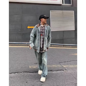 2576-P64 男士美式复古牛仔夹克男春秋款百搭2025今年外套图片