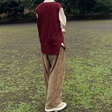 0121-P45V领青少年酒红色针织开衫马甲男秋冬款潮流休闲秋季，男装背心/马甲，电商B323A