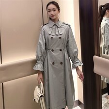 2021春装新款时尚气质减龄宽松中长款风衣外套，女装风衣，深水步