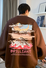 美式潮流印花上衣青少年秋季宽松落肩袖卫衣JK23348特批24控39，男装卫衣，星座605(原A050)