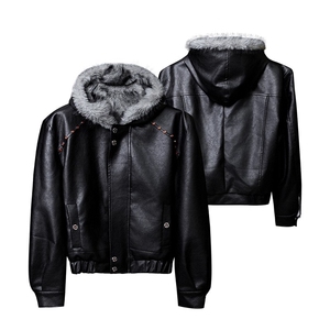 重磅座山雕加绒皮衣棉服男冬季连帽大毛领棉衣外套LS50433-P145图片