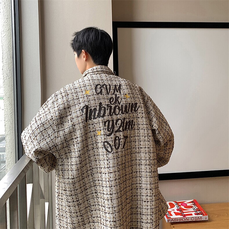 1港风小香风长袖衬衫男大码中性风情侣潮衬衫男CCS8019P45控68，男装衬衫，星座226-2