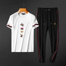 D215/T28146欧洲站新款夏装丝光潮流男士短袖T恤休闲运动套装，男装套装，电商D320(原D215)