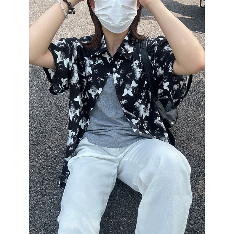 2025夏季新款港风夏威夷冰丝沙滩衬衫印花短袖CS305-P30,男装T恤,星座301C-5
