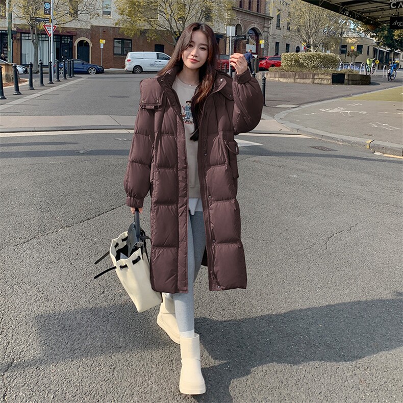 咖色羽绒服女冬季时尚爆款2025新款中长款过膝加厚外套反季棉服,女装羽绒服,浙宝276（原081）