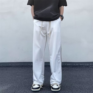 休闲裤休闲裤潮流夏季时尚潮牌潮长裤宽松型日系青春流行气质男图片