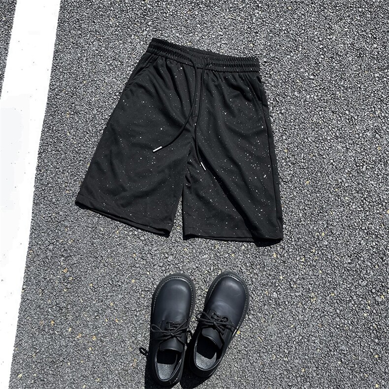 潮牌满天星亮片休闲短裤男女夏百搭显瘦阔腿运动五分裤子BK390,男装牛仔裤,星座601-2