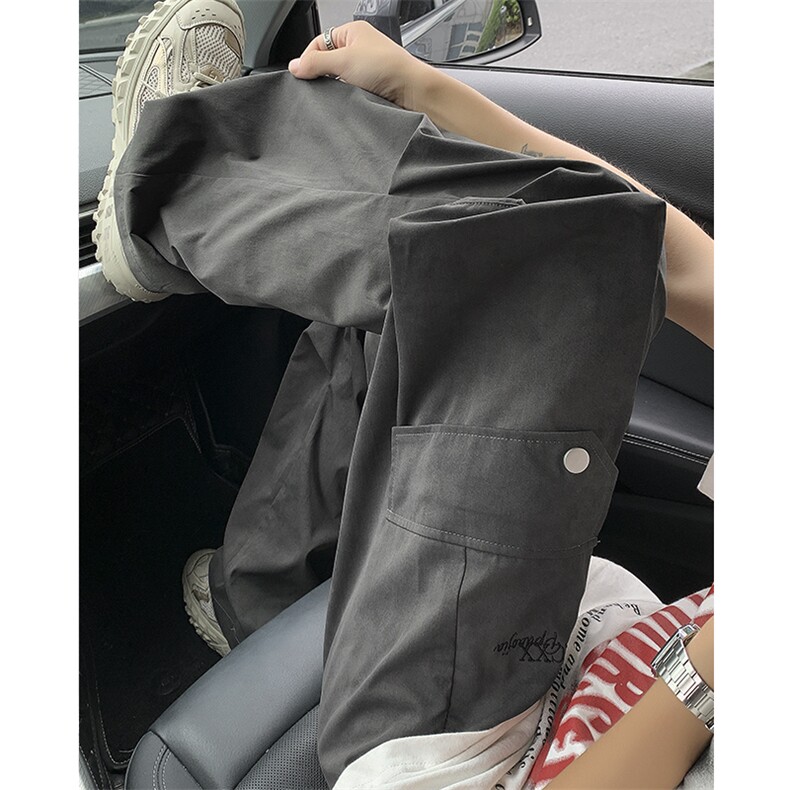 特批P40无差价夏季扎染脏脏裤拖地工装裤冰丝褶皱阔腿长裤男K1448,男装休闲裤,电商A001-1