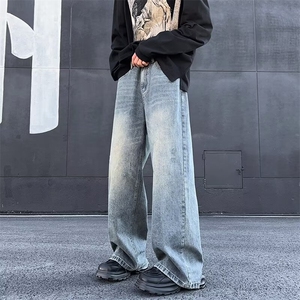 美式复古牛仔裤男款直筒宽松做旧阔腿休闲裤子K5521-P45图片