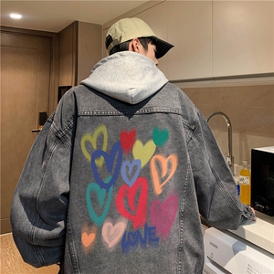大货 春季新款情侣连帽牛仔外套大码男夹克牛仔上衣JK1068-P88图片