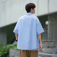 wassuphappy条纹短袖衬衫男款夏季日系cityboy潮流宽松休闲外套，男装衬衫，星座1116-2