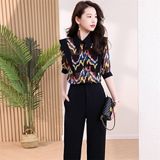 现货时尚套装女2026年夏季新款女装设计感气潮流质印花清凉两件套，女装套装/套裙，尚洛菲