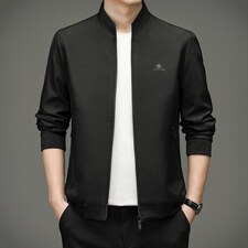 2023新款男装夹克春季中年男士立领纯色商务休闲爸爸春装宽松外套，男装夹克，电商B212（原钱塘6029）