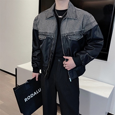 春季新款牛仔拼接小众设计夹克男休闲百搭棒球外套男JK2332-P130，男装夹克，电商B267