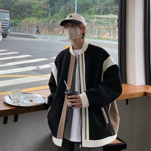 男装拼色夹克 23秋冬新款呢料毛呢大衣男生外套XZ514-2-F627-P115图片
