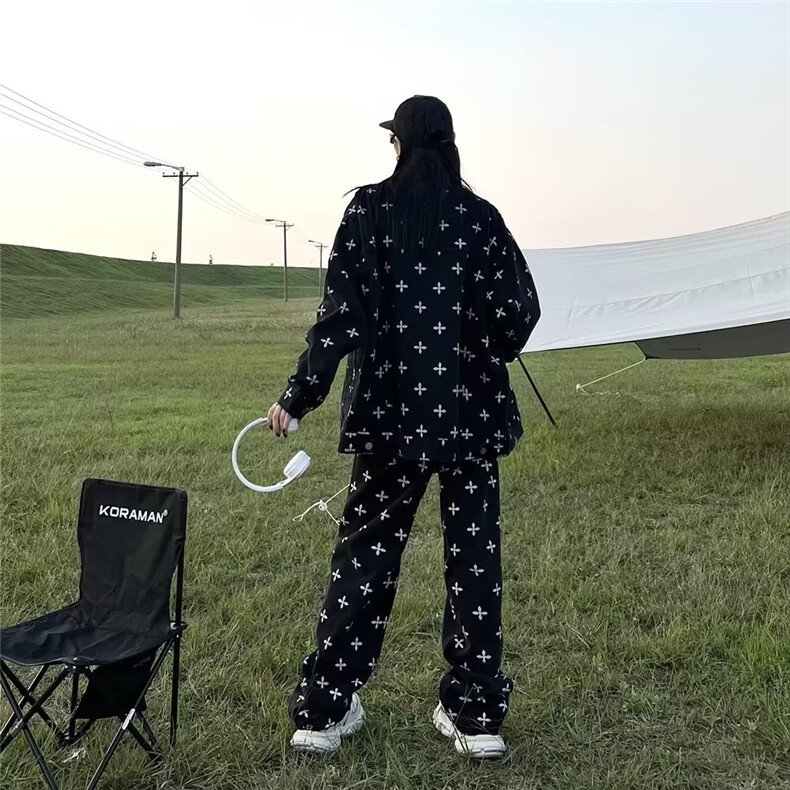 秋季美式复古满印牛仔外套女ins潮欧美街头高级感超好看夹克潮牌,男装夹克,星座1210-1