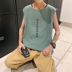 ！港风2023夏季无袖背心男加肥加大码宽松短袖T恤男BX269-P20，男装背心/马甲，电商B371