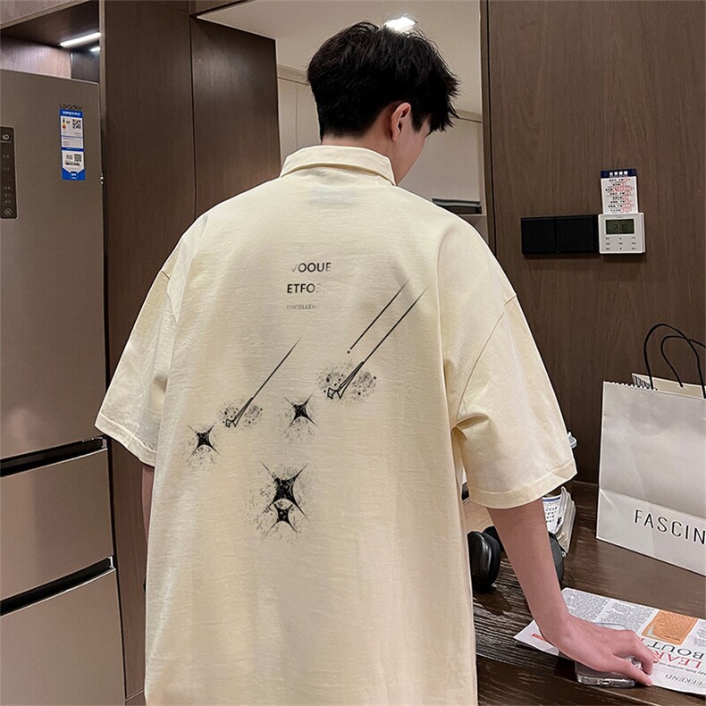 可设48小时支持抖音得物来样二开网眼透气翻领t恤美式短袖POLO衫,男装T恤,电商A486-1