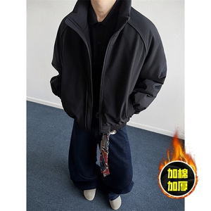 现货美式高街休闲棉衣夹克三防立领纯色户外工装加厚棉服外套图片