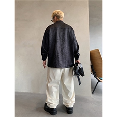 潮新中式提花立领长袖衬衫复古暗纹肌理盘扣中山装上衣服CS580，男装衬衫，星座208-5