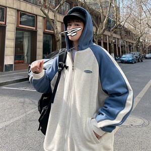2023早秋新款撞色开衫卫衣男秋装外套A071-W037-P65,男装卫衣,电商A071