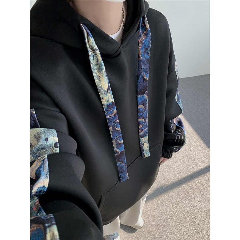 WY10197特P42 春季新款小熊拼接高质量连帽大码卫衣上衣男图片