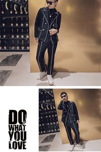 社会风小伙商务休闲修身韩版西装西裤西服两件套装D803-P165控205图片