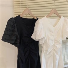 怒推新款！法式简约公主系列蕾丝袖拼接连衣裙！质感好！ML，女装连衣裙，DARA ROSE