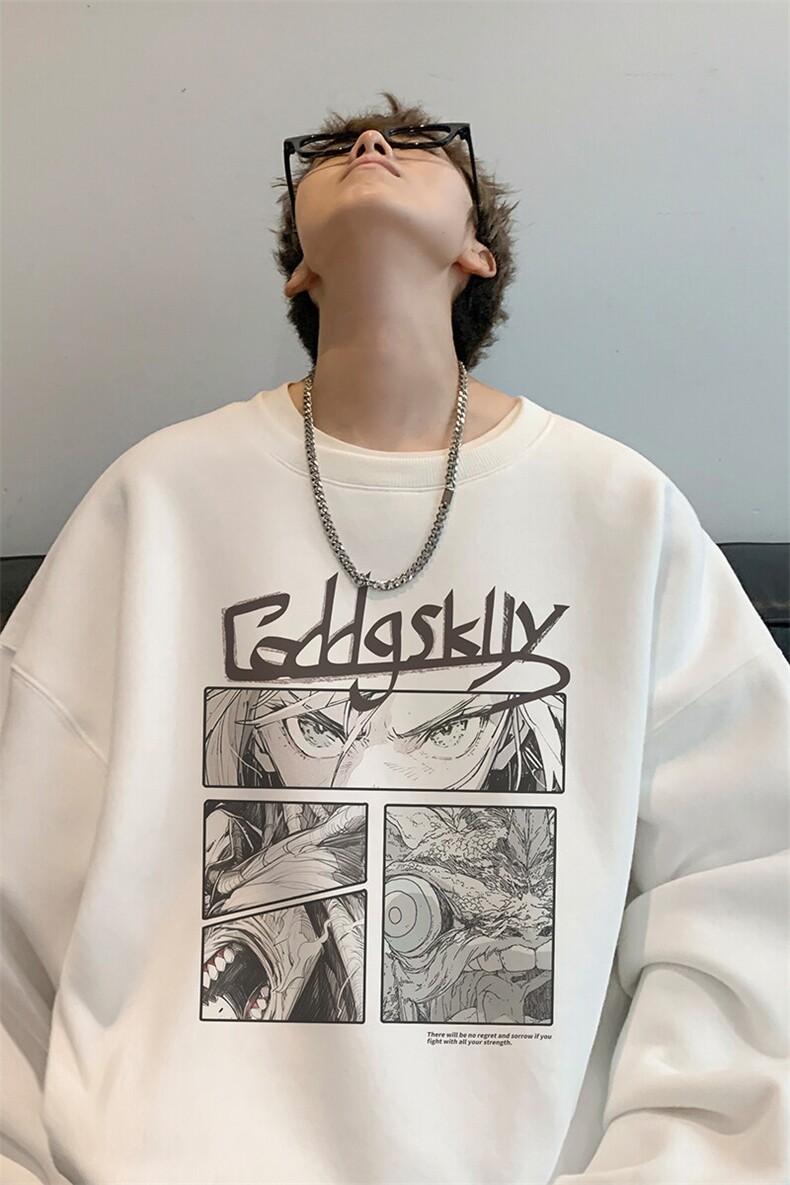 内景春季新款日系动漫圆领卫衣男潮宽松打底衫WY00201/P35加绒P45,男装卫衣,电商B316
