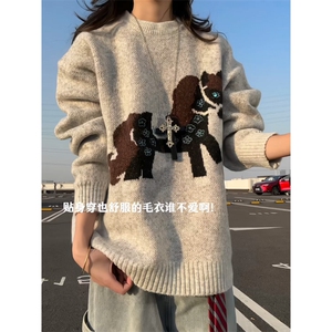 XZ809A/MM18/特P60    提花2026新年小马休闲宽松毛衣图片