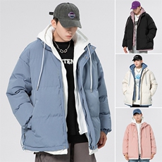 2025冬季新款加厚款假两件连帽棉服情侣款棉衣XZ102A-4-22091-P95，男装棉衣，星座211-2