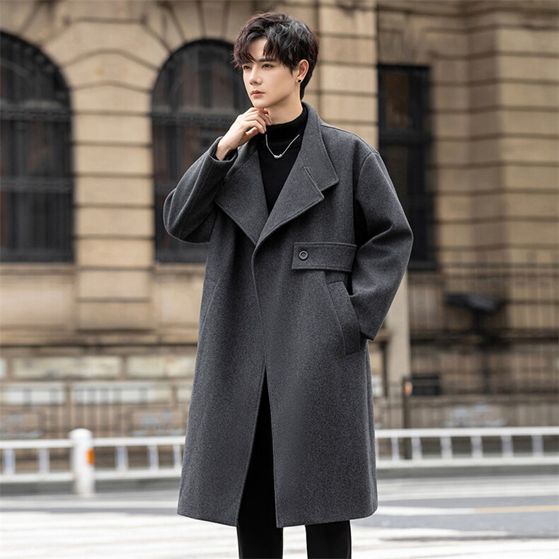 原创毛呢大衣男中长款风衣男长款大码男F729款P125外景D，男装风衣，星座401