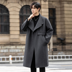 原创毛呢大衣男中长款风衣男长款大码男F729款P125外景D，男装风衣，星座401