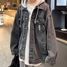 牛仔外套男春秋季新款痞帅情侣复古休闲高街上衣美式潮牌工装夹克，男装夹克，星座1103-3