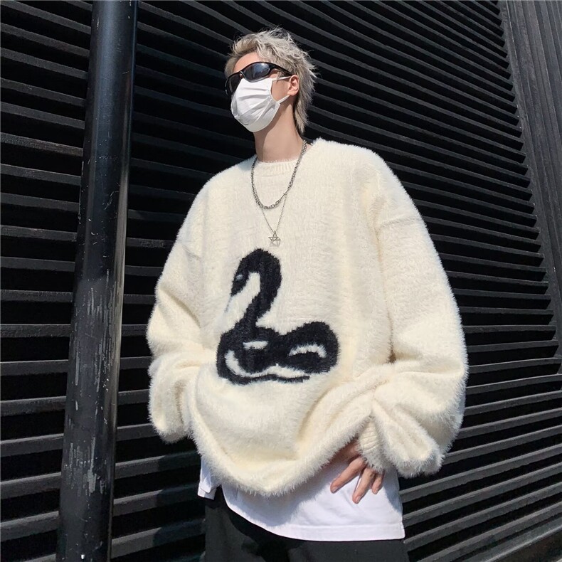 复古着设计小众慵懒风绿色条纹高级感显瘦休闲毛衣男女潮春图片