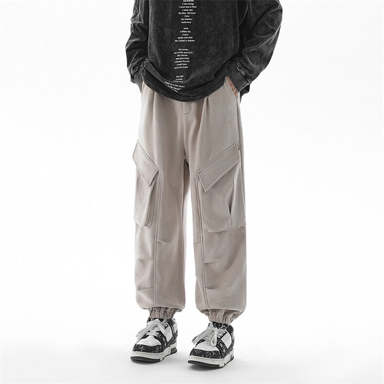 宽松麂皮绒休闲裤工装裤长裤男KD617-P60,男装休闲裤,电商D312-1