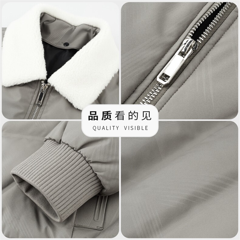 冬羽绒服男短款带毛领保暖加厚爸爸装商务休闲翻领中年男士外套,男装羽绒服,钱塘6003（原4033）