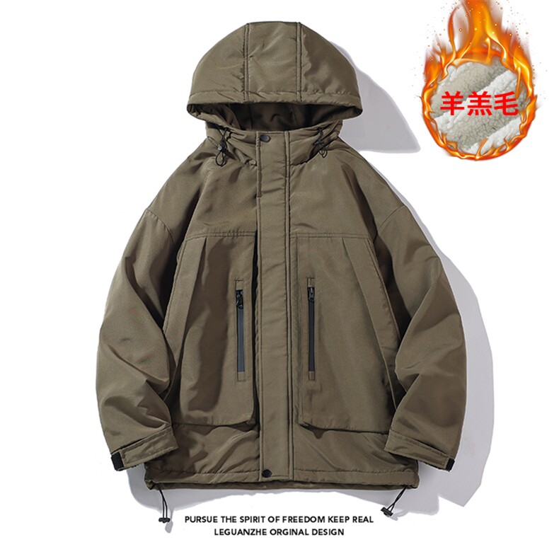 2025冬季新款港风白底大码大口袋羊羔毛棉衣M-5XHM22543-P110，男装棉衣，电商A022