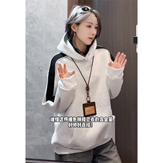 得物二开拼接加绒卫衣男连帽套头时尚外套A266-WY90-P50加绒60，女装短外套，电商A266