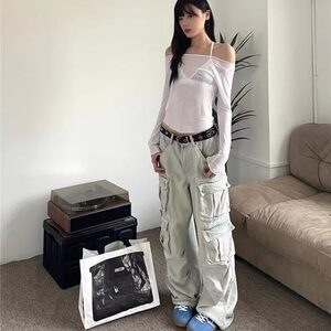 【有货】DKC627-批65美式复古水洗多口袋小众直筒工装牛仔裤男女图片