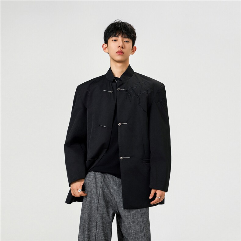 可二开「折棘」荆棘立体绣设计大码M-5XL中式西服XF78058P90控138，男装西服，星座227-7